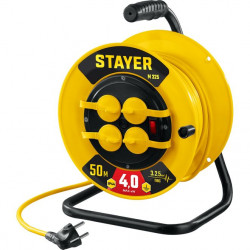 55064-50 Силовой удлинитель на катушке STAYER ПВС 3х2.5 50м 4000Вт IP44, M 325