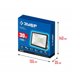 57141-30 Светодиодный прожектор Профессионал ЗУБР ПСК-30 30 Вт, 6500К IP65