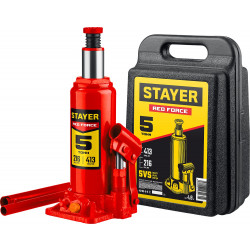 43160-5-K_z01 STAYER RED FORCE 5т 216-413мм домкрат бутылочный гидравлический в кейсе