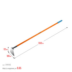 39592 Мотыга GRINDA PH-180 FIBER, 180 х 125 х 1360 мм, нержавеющая сталь, трапециевидный профиль, фибергласовый черенок, PROLine