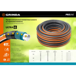 429009-1/2-15 Поливочный шланг GRINDA PROLine ULTRA 6 1/2 15 м 30 атм шестислойный двойное армирование