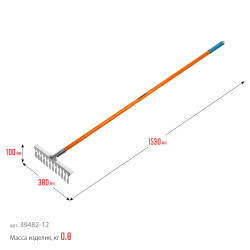39482-12 Садовые грабли GRINDA PROLine PS-12 FIBER нержавеющая сталь 12 витых зубцов 380 х 100 х 1530 мм фиберглассовый черенок