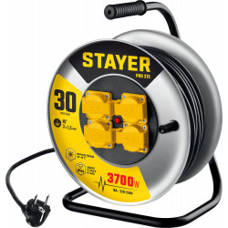 55077-30_z01 STAYER PRO 315 КГ 3х1.5 30м 3700Вт IP44, Силовой удлинитель на стальной катушке (55077-30)