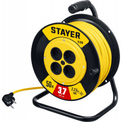 55070-50 Силовой удлинитель на катушке STAYER ПВС 2х2.5 50м 3750Вт, S 225