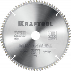 36953-250-30 KRAFTOOL Multi Material 250х30мм 80Т, диск пильный по алюминию