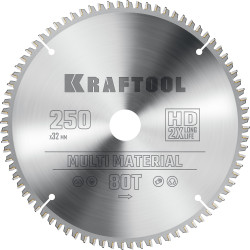 36953-250-32 KRAFTOOL Multi Material 250х32мм 80Т, диск пильный по алюминию