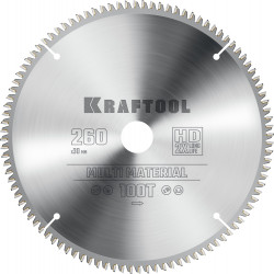 36953-260-30 KRAFTOOL Multi Material 260х30мм 100Т, диск пильный по алюминию