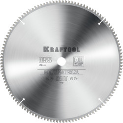 36953-355-25.4 KRAFTOOL Multi Material 355х25.4мм 120Т, диск пильный по алюминию