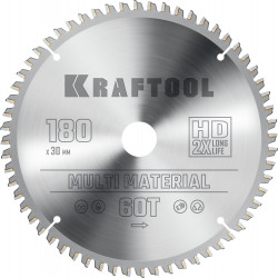 36953-180-30 KRAFTOOL Multi Material 180х30мм 60Т, диск пильный по алюминию