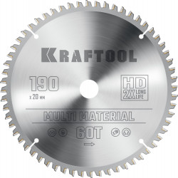 36953-190-20 KRAFTOOL Multi Material 190х20мм 60Т, диск пильный по алюминию