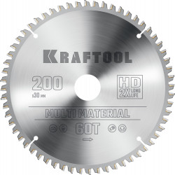 36953-200-30 KRAFTOOL Multi Material 200х30мм 60Т, диск пильный по алюминию
