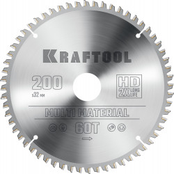 36953-200-32 KRAFTOOL Multi Material 200х32мм 60Т, диск пильный по алюминию