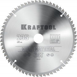 36953-235-30 KRAFTOOL Multi Material 235х30мм 64Т, диск пильный по алюминию