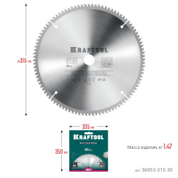 36953-315-30 KRAFTOOL Multi Material 315х30мм 100Т, диск пильный по алюминию