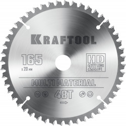 36953-165-20 KRAFTOOL Multi Material 165x20мм 48Т, диск пильный по алюминию