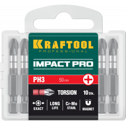 26191-3-50-S10 Ударные биты KRAFTOOL Impact Pro PH 3, 50 мм, 10 шт