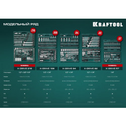 27888-H216 универсальный набор инструмента KRAFTOOL X Drive, 216 предм., (1/2″+3/8″+1/4″)