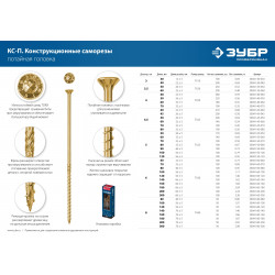 30041-80-140 Конструкционные саморезы КС-П 140 х 8.0 мм, 50 шт., желтый цинк, ЗУБР