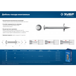 3063-45-60-1 ЗУБР ДГМ, 60 x 4.5 мм, цинк, 1 кг, монтажный дюбель-гвоздь , Профессионал (3063-45-60-1)