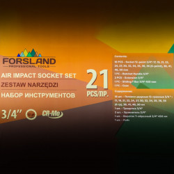 Forsland-6212-9MPB Набор инструментов ударных 21пр. 3/4