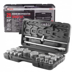 FK-68262-5 Набор инструментов 26пр, 3/4'' 1'' (6гр.) (17, 19, 21, 22, 24, 27, 30, 32, 33, 34, 35, 36, 36-12гр, 38, 41, 46, 50мм,1'': 55, 60, 65мм) FORCEKRAFT