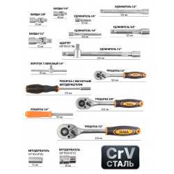 ISMA-38841 Набор инструментов 216пр. 1/4''3/8''1/2''(6гр.)(4-32мм) ISMA