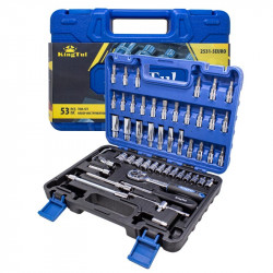 KT-2531-5 EURO Набор инструмента 53пр. 1/4''(6-гран.)(4-14мм, головки глубокие 6-14мм) KINGTUL