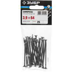 300036-39-064 Саморезы СГД гипсокартон-дерево, 64 х 3.9 мм, 25 шт, фосфатированные, ЗУБР