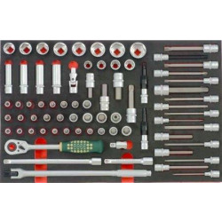 4751 Набор 1/2'' головок 6- ти-гранных с приспособлениями 75 предметов FORCE