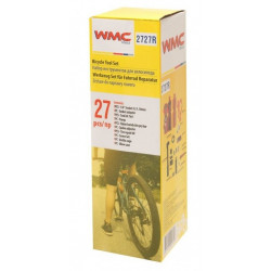 WMC-2727R Набор инструментов для обслуживания велосипеда 27пр.+держатель фляги,в тубе(красный) WMC TOOLS