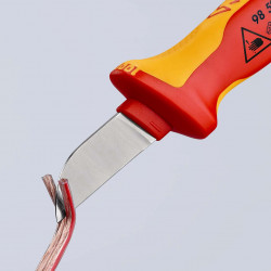 9852 Нож для кабеля прямой, диэлектрический VDE 190 mm KNIPEX