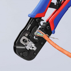 975113 Пресс-клещи для штекеров RJ45 с 2-комп. рукоятками вороненые 190 mm KNIPEX