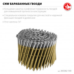 305382-100 ЗУБР CNW 100 х 3.1 мм, барабанные гвозди рифленые, 2400 шт