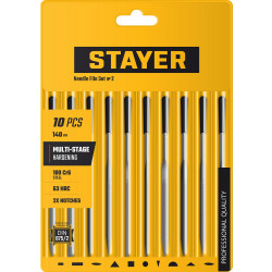 16011-H10_z02 Набор STAYER ''MASTER'' Надфили с пластмассовой ручкой, 100мм, 10шт