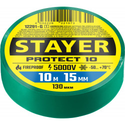 12291-G_z01 STAYER Protect-10 зеленая изолента ПВХ, 10м х 15мм