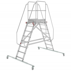 5520208 Индустриальная передвижная двухсторонняя лестница-подмости с платформой NV5520 2х8 Новая высота
