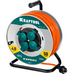 55089-50 Силовой удлинитель на стальной катушке EXPERT KRAFTOOL ПВС 3х2.5 50м 4000Вт IP44