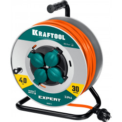 55089-30 Силовой удлинитель на стальной катушке KRAFTOOL ПВС 3х2.5 30м 4000Вт IP44 EXPERT