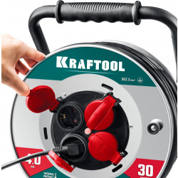 55086-30_z01 Силовой удлинитель на стальной катушке KRAFTOOL КГ 3х2.5 30м 4000Вт IP44, HEAVY DUTY