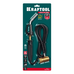 55512 Газовая горелка Blue Fire KRAFTOOL KS-8000, со шлангом 1.4м с пьезоподжигом на баллон турбо нагрев + 30% 2000°C