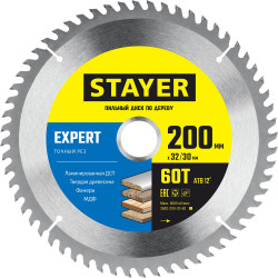 3682-200-32-60_z01 STAYER EXPERT 200 x 32/30мм 60Т, диск пильный по дереву, точный рез