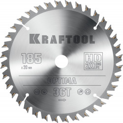 36951-185-20 KRAFTOOL Optima 185х20мм 36Т, диск пильный по дереву