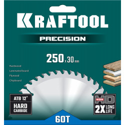 36952-250-30 KRAFTOOL PRECISSION 250х30мм 60Т, диск пильный по дереву