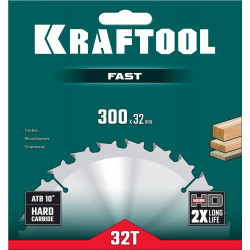 36950-300-32 KRAFTOOL Fast 300х32мм 32Т, диск пильный по дереву