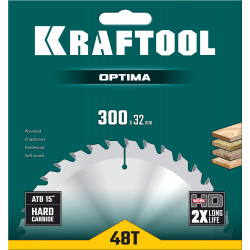 36951-300-32 KRAFTOOL Optima 300х32мм 48Т, диск пильный по дереву