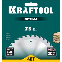 36951-315-30 KRAFTOOL Optima 315х30мм 48Т, диск пильный по дереву