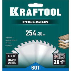 36952-254-30 KRAFTOOL PRECISION 254х30мм 60Т, диск пильный по дереву