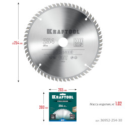 36952-254-30 KRAFTOOL PRECISION 254х30мм 60Т, диск пильный по дереву