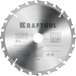 36950-250-32 KRAFTOOL Fast 250х32мм 24Т, диск пильный по дереву