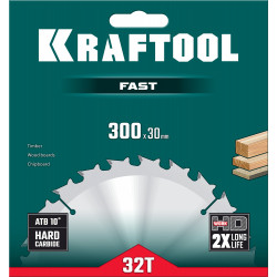 36950-300-30 KRAFTOOL Fast 300х30мм 32Т, диск пильный по дереву